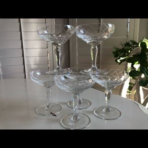 6 Crystal Vintage Champagne 🍾 Or Dessert Cups, Lovely and Elegant Presentation